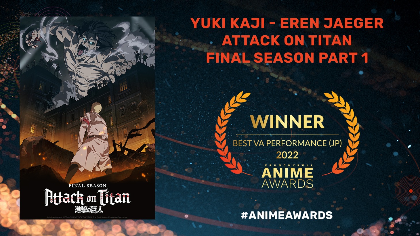 「ベスト・ボイスアクション・パフォーマンス（日本語）」を受賞した「『進撃の巨人』 The Final Season Part 1」。