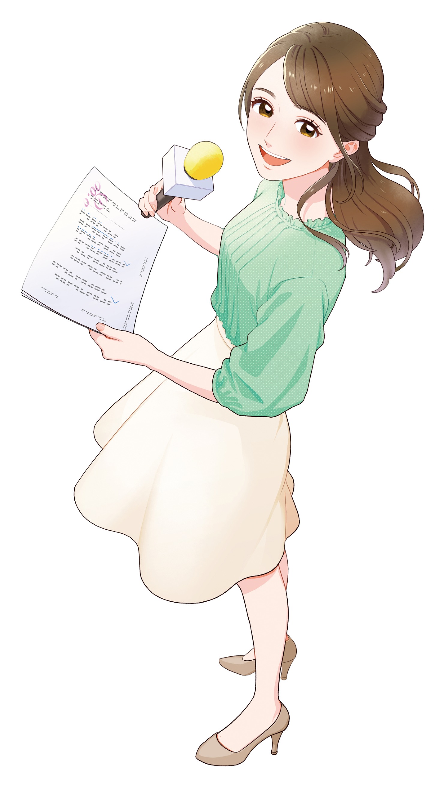 「新人アナウンサー佐々原音がお伝えします」イラスト