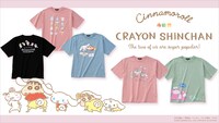 アニメ「クレヨンしんちゃん」とシナモロールのコラボTシャツ。