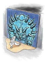 フォトスポット「トリケラトプス拳」イメージ (c)板垣恵介(秋田書店)1992