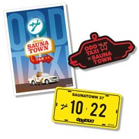 「ステッカー3枚セット（ODDTAXI × SAUNATOWN）」 (c)P.I.C.S. / 映画小戸川交通パートナーズ