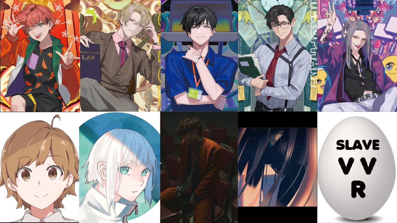 「Arcanamusica」のキャラクター（上段）とプロデュースするボカロP（下段）。
