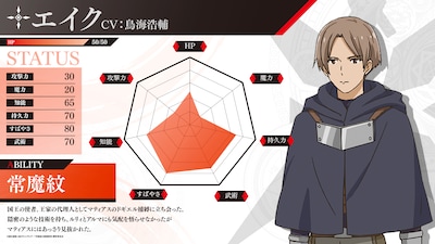 王家代理人・エイク（CV：鳥海浩輔）のキャラクターパラメーター。