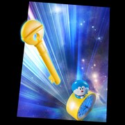 小学一年生5・6月合併号に付属する「まほうのカギ」を「おはなししよ♪ ドラえもん きょろきょろ めざましどけい」に挿すとドラえもんが秘密のメッセージを聴くことができる。