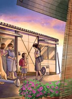 「星の輝き、月の影」1巻のカバー裏イラスト。