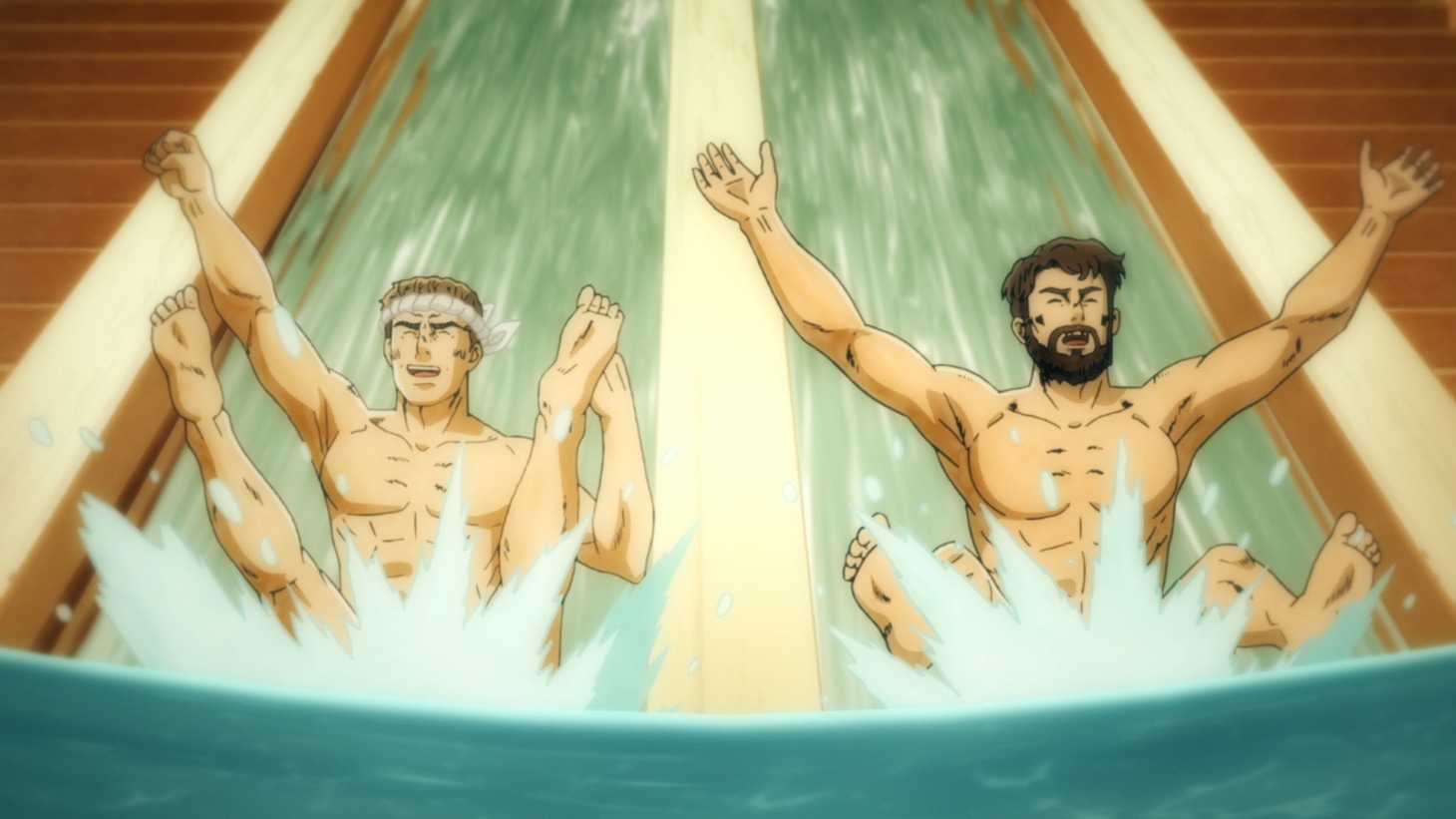 Netflixアニメシリーズ「テルマエ・ロマエ ノヴァエ」より、右がケイオニウス（CV：細谷佳正）。