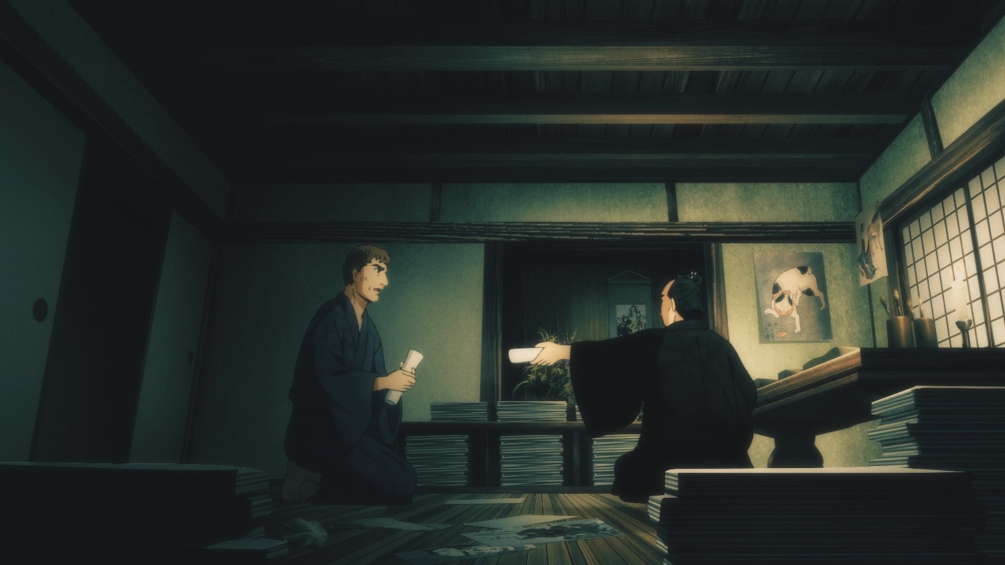 Netflixアニメシリーズ「テルマエ・ロマエ ノヴァエ」より、歌川国芳（CV：池田秀一）。
