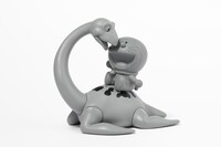 「ピー助＆ドラえもん友情フィギュア」の着色前の原型見本。