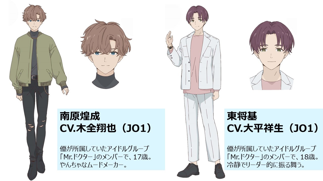 南原煌成（CV：木全翔也）と東将基（CV：大平祥生）。 (c)Fanfare Anime Project