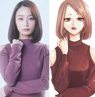 左から宇垣美里扮する彩、彩のイラスト。