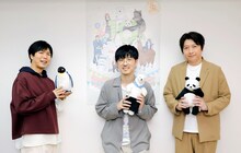 「アニメ『しろくまカフェ』10周年記念配信イベント」より。左からペンギンさん役の神谷浩史、シロクマくん役の櫻井孝宏、ラマさん役の小野大輔。