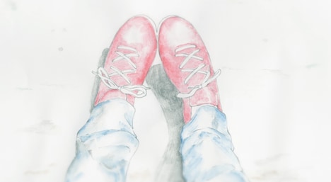 映画「やがて海へと届く」アニメーションパートのイラスト。