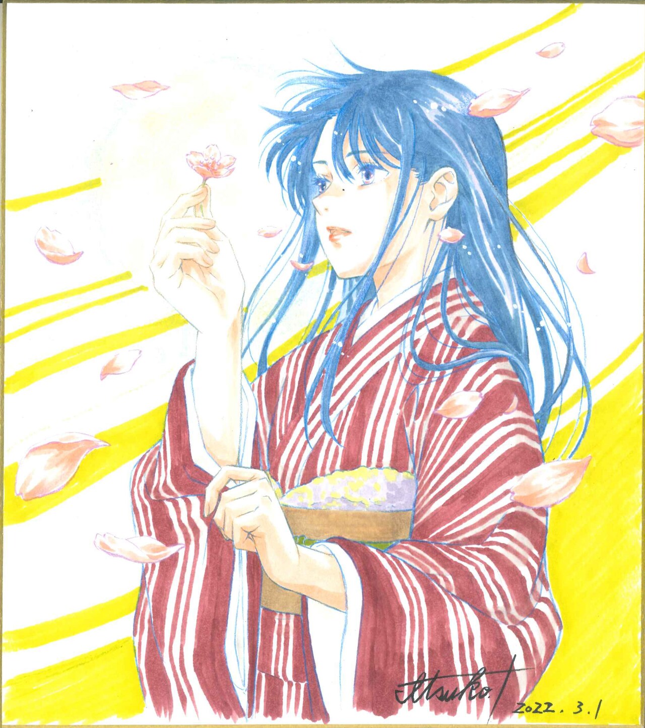 竹田逸子による色紙。 - 島本和彦、大童澄瞳、大河原邦男らマンガ家