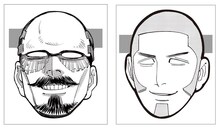 「ゴールデンカムイ展」の「鶴見中尉&脱獄王 白石由竹ナイト」で配布されるお面。 (c)野田サトル/集英社