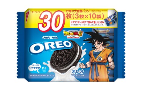 「オレオ ドラゴンボールパック バニラクリーム 30枚」外袋のパッケージデザイン。