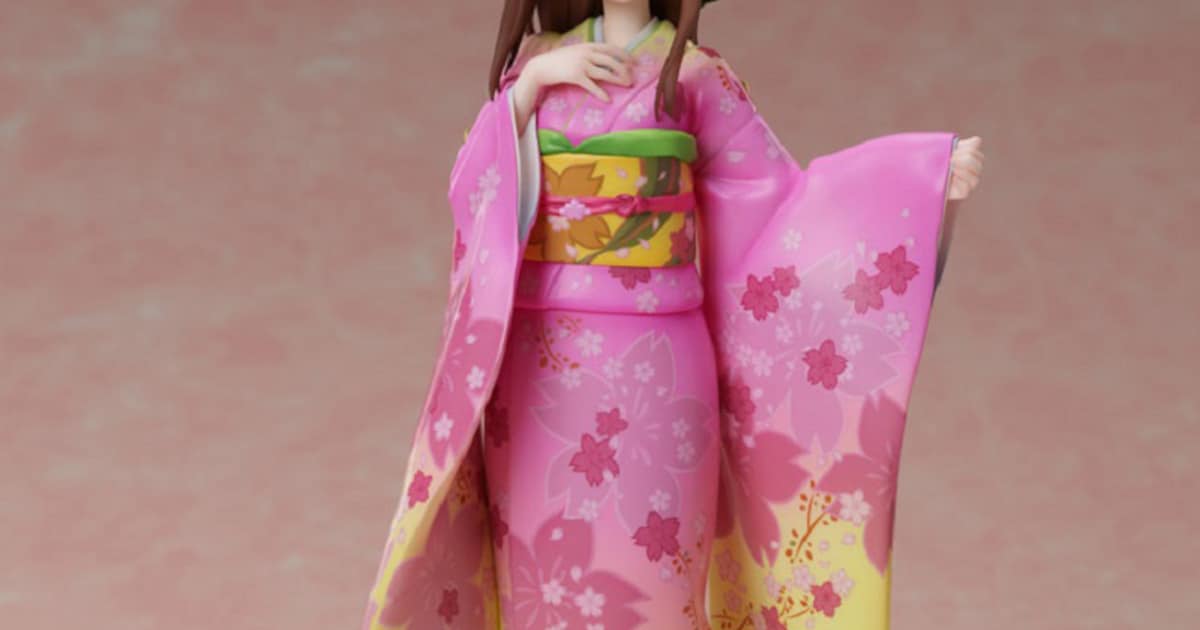 桜柄の和装に身を包んだ高木さんのフィギュア、可憐な表情にこだわった 