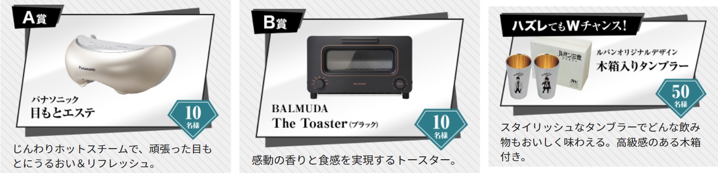 キャンペーンで当たる景品。 (c)モンキー・パンチ/TMS・NTV