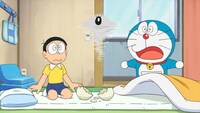 アニメ「ドラえもん」より、左からのび太、フー子、ドラえもん。 (c)藤子プロ・小学館・テレビ朝日・シンエイ・ADK