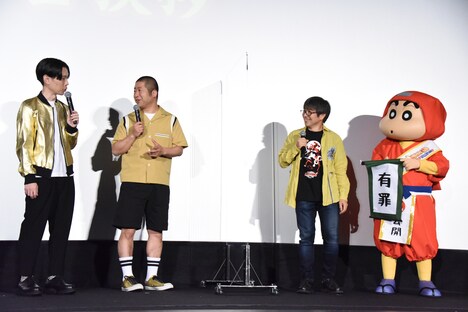 「映画クレヨンしんちゃん もののけニンジャ珍風伝」公開記念舞台挨拶の様子。