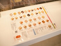 吉田パン亀有本店のメニュー表（2022年4月下旬時点）。メニュー表にはない季節限定品なども取り揃えられている。