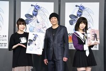 「40th Anniversary 桂正和 ～キャラクターデザインの世界展～」のトークイベントより。左からよきゅーん、桂正和、伊織もえ。