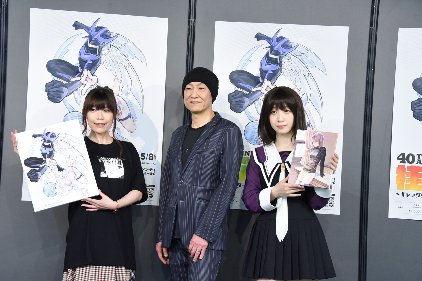 左からよきゅーん、桂正和、伊織もえ。