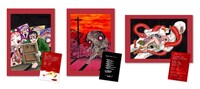 「地獄詩集」3部作（「地獄変」「地獄少女」「赤い蛇」）のペーパーフレーム入り複製原画。