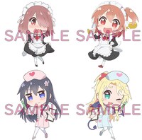 アニメイトの購入特典「オリジナル缶バッチ4個セット」。