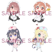アニメイトの購入特典「オリジナル缶バッチ4個セット」。