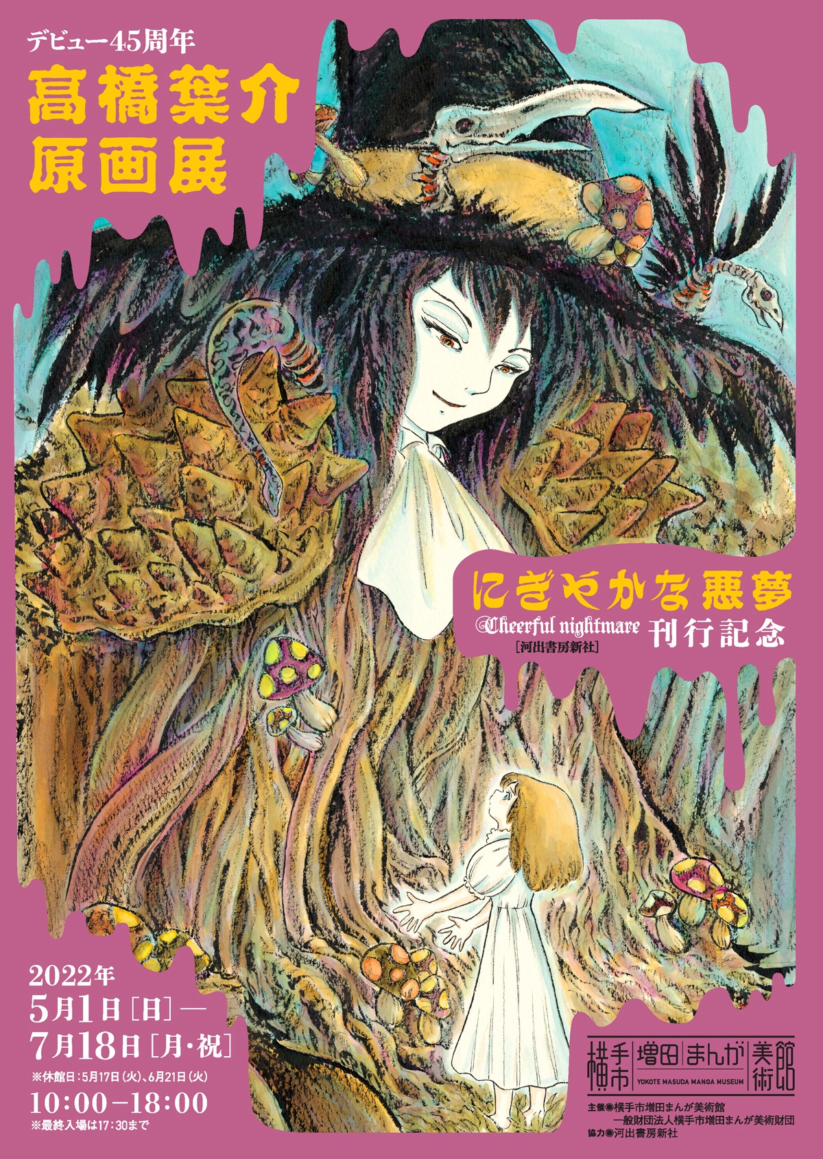「デビュー45周年 高橋葉介原画展 ～『にぎやかな悪夢』（河出書房新社）出版記念～」フライヤー（表）