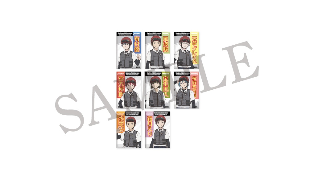 「トレーディングスクエア缶バッジ」全8種。
