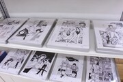 「キャッツ♥アイ40周年記念原画展 ～そしてシティーハンターへ～」の物販の様子。