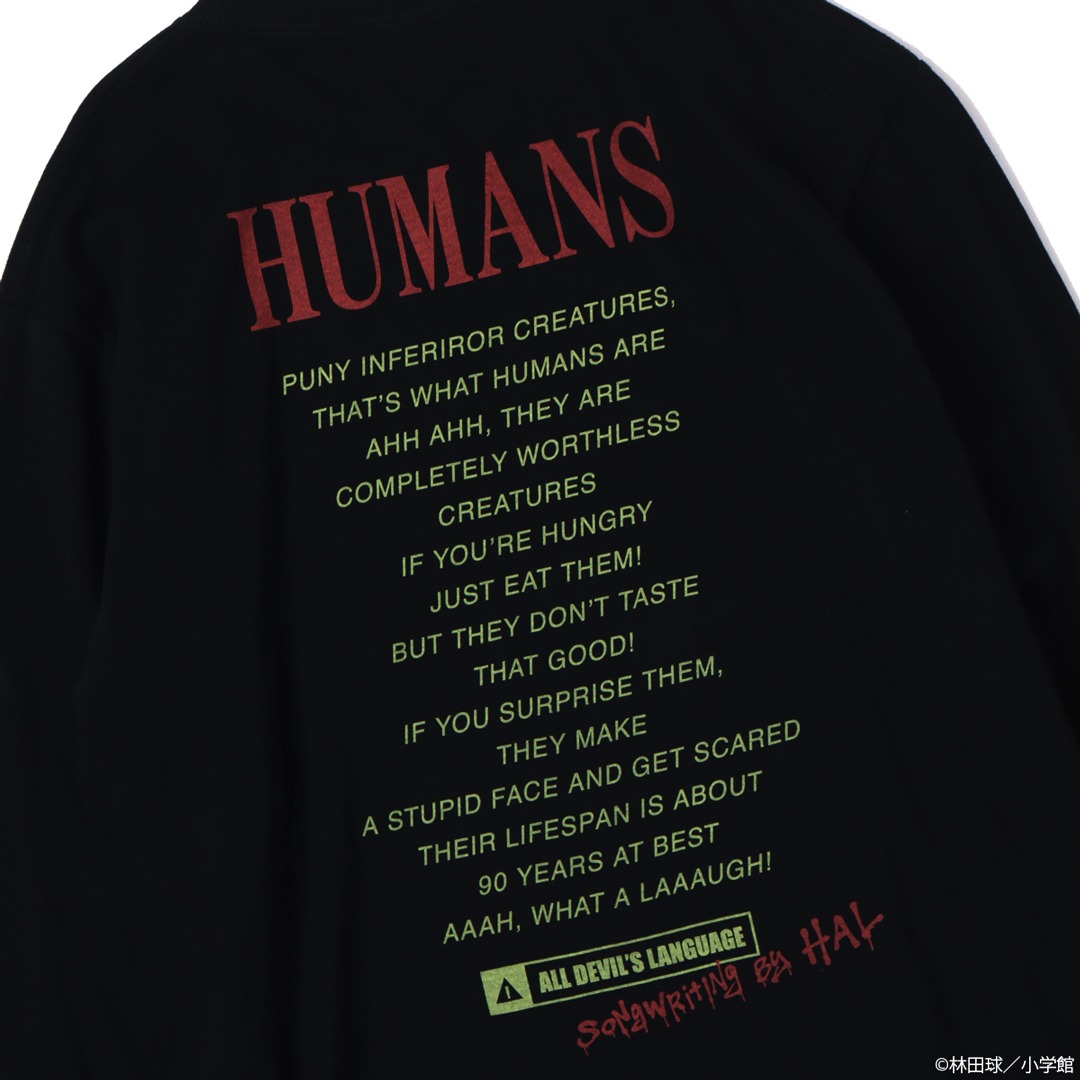 Tシャツ、ロングスリーブTシャツの背面プリント。