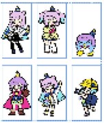 「アクリルぷにるランド」の下絵。アクリルスタンドは6種を予定している。また画像は制作中のためモザイク処理が施されたもの。