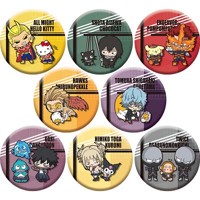 「僕のヒーローアカデミア×サンリオキャラクターズ トレーディング缶バッジA プロヒーロー＆敵＜ヴィラン＞」