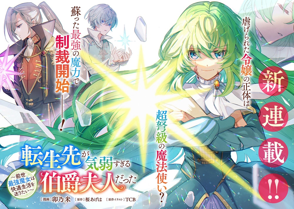 「転生先が気弱すぎる伯爵夫人だった～前世最強魔女は快適生活を送りたい～」第1話より。