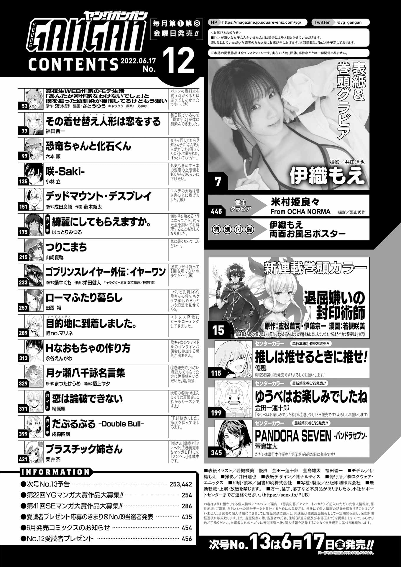 ヤングガンガン12号目次ページ