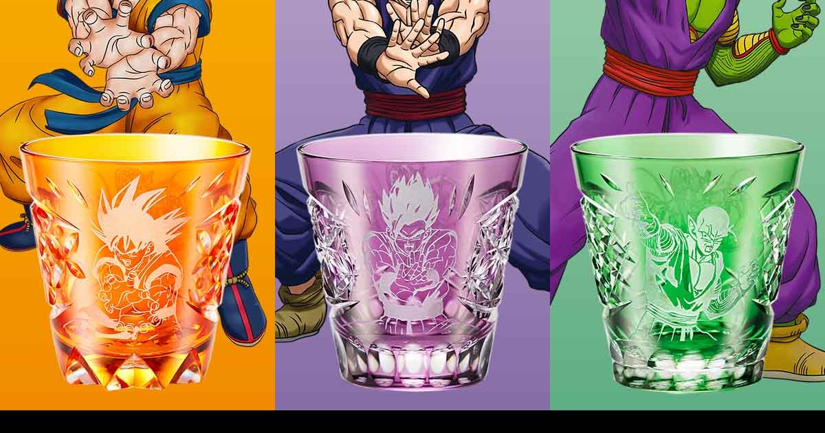 ドラゴンボール超」職人手作りの江戸切子グラス3種、かめはめ波も繊細 