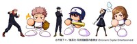 TVアニメ「呪術廻戦」×アプリゲーム「実況パワフルプロ野球」より、虎杖悠仁、伏黒恵、釘崎野薔薇のキャラクター画像。