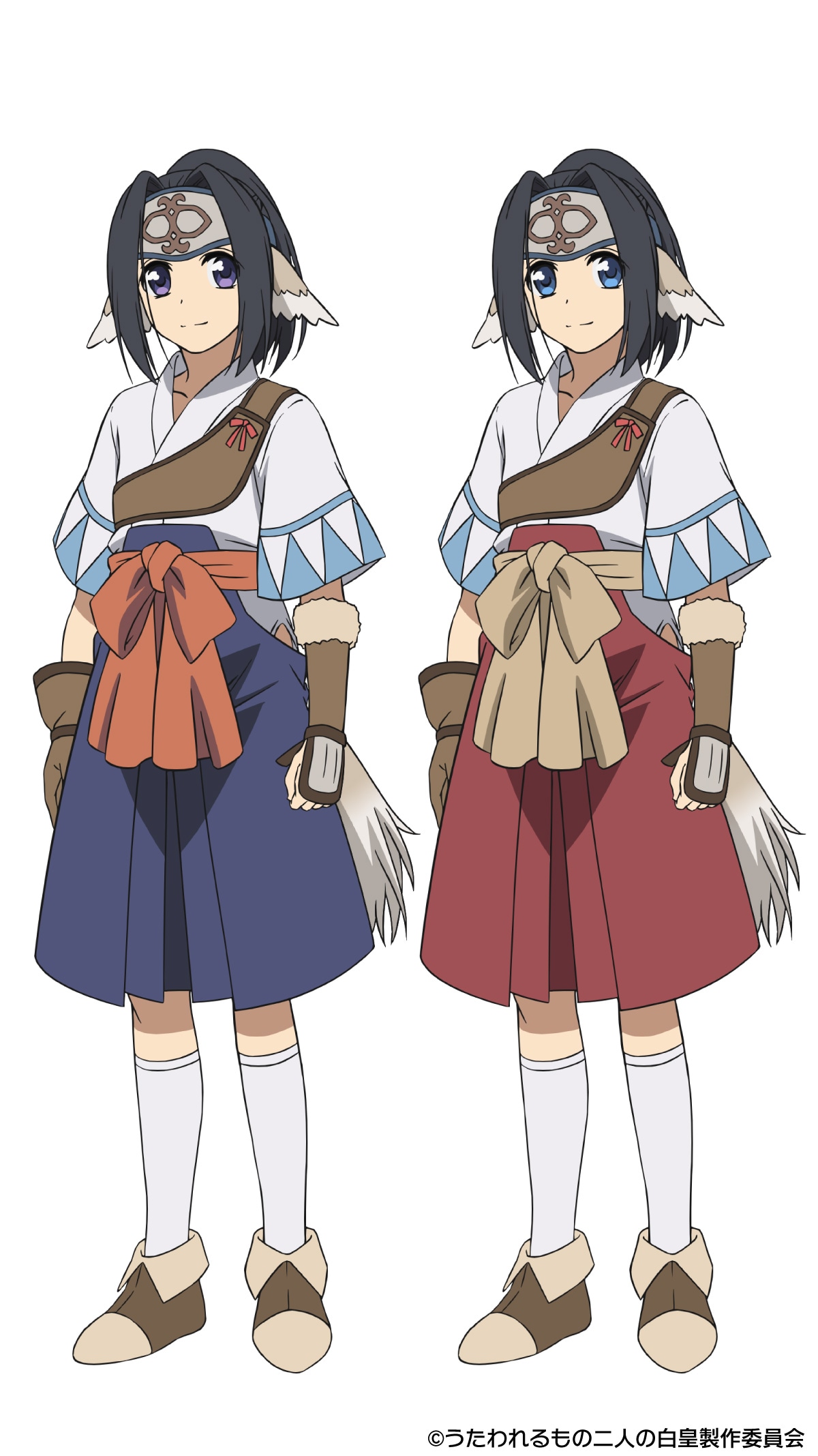 ドリィ／グラァ（CV：渡辺明乃）
常に二人一組で行動する双子の兄弟。トゥスクルの皇（オゥルォ）であるオボロの御側付きをしている。隠密行動を得意としており、ドリィは弓兵衆（ペリエライ）蒼組隊長、グラァは弓兵衆（ペリエライ）朱組隊長をつとめる。