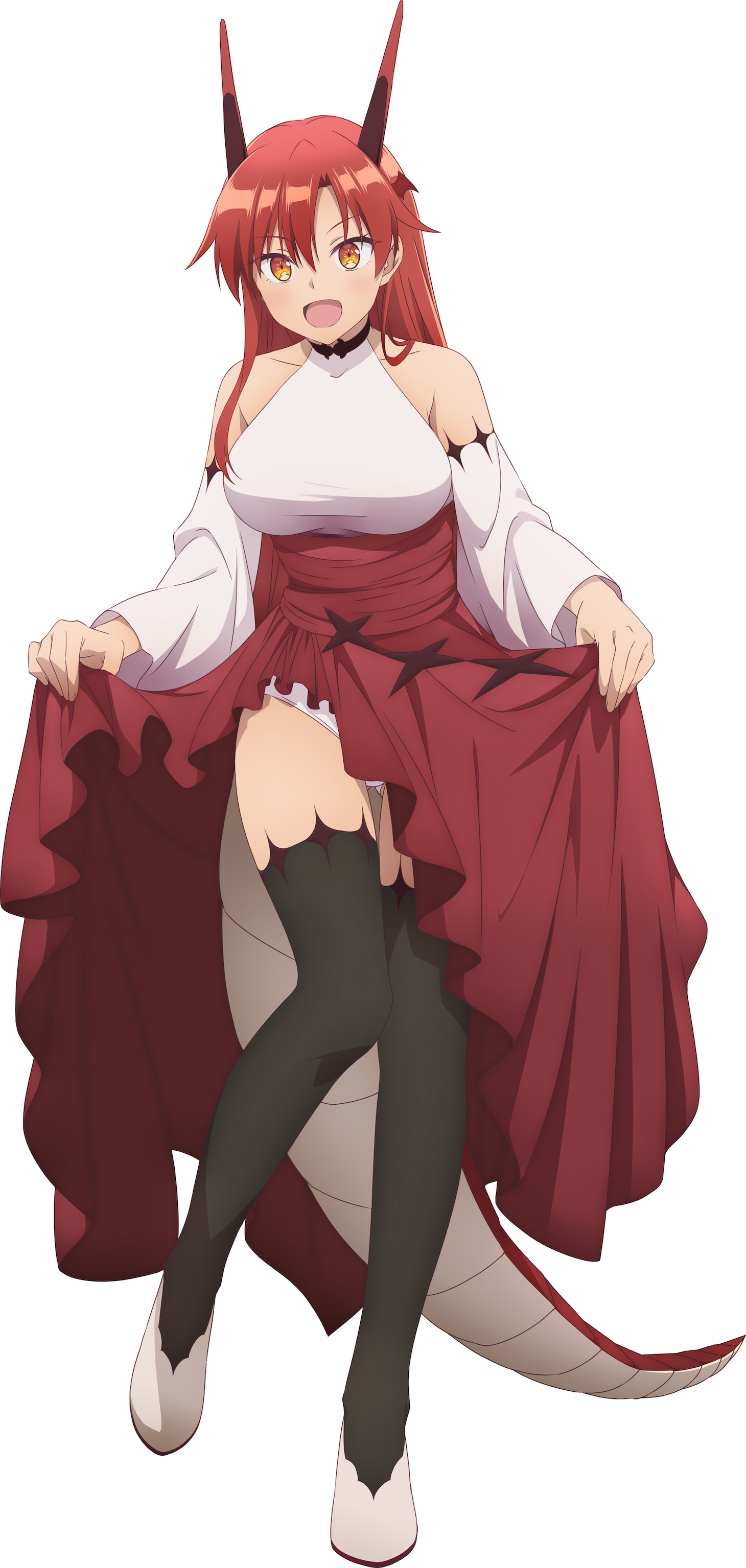 タニア（CV：大久保瑠美）
最強種の一つ、天空の支配者である竜族の少女。最強種の中でもとりわけ高い魔力を持ち、魔力で強化した火球とドラゴンブレスを駆使する。プライドが高く好戦的で、やや自信過剰ではあるが、仲間を思って行動できる。 (c)深山鈴・茂村モト/「ビーストテイマー」製作委員会