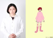 左からベリィ役の川勝未来、ベリィのキャラクター設定画。