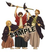 TSUTAYAオンラインショッピングと一部店舗除くTSUTAYA RECORDSの購入特典・缶バッジ3個セットのイラスト。