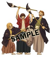 TSUTAYAオンラインショッピングと一部店舗除くTSUTAYA RECORDSの購入特典・缶バッジ3個セットのイラスト。