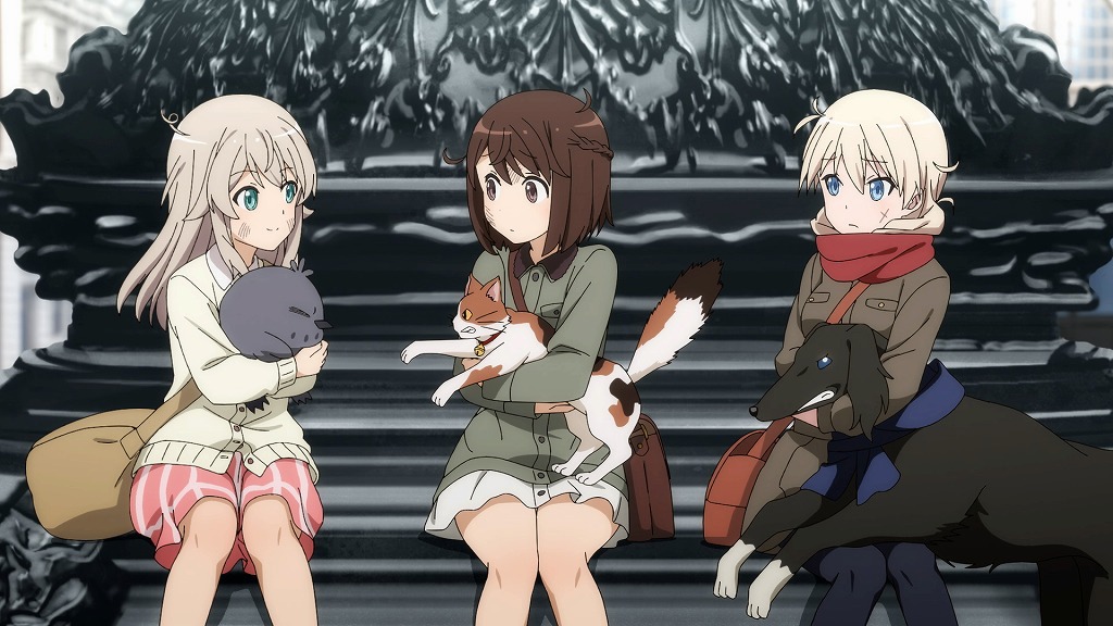 TVアニメ「連盟空軍航空魔法音楽隊ルミナスウィッチーズ」第1話の場面カット。