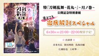 「特『刀剣乱舞-花丸-』～月ノ巻～」公開記念特別番組 見どころ徹底解剖スペシャルのバナー。