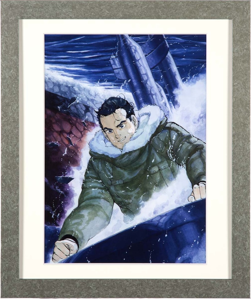 「かわぐちかいじ複製原画集ー『沈黙の艦隊』『ジパング』ー」の額装見本。