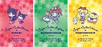 左から「スーパーセーラーマーズ×クロミ」
「スーパーセーラージュピター×マロンクリーム」
「スーパーセーラーヴィーナス×ポムポムプリン」デザイン。
