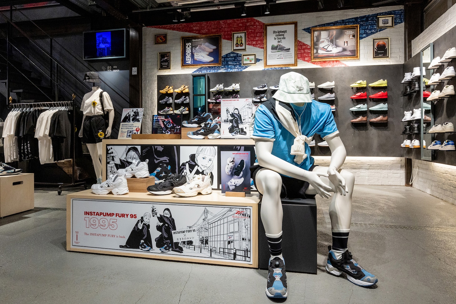 Reebokクラシックストア原宿店内の様子。