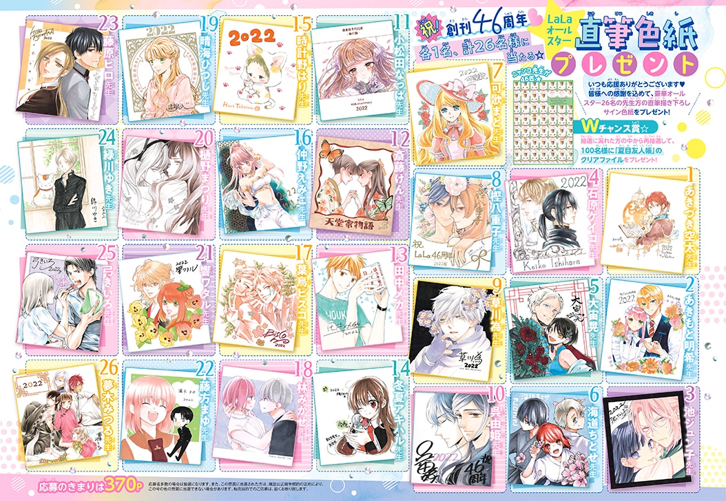 「LaLaオールスター直筆色紙プレゼント」ページ